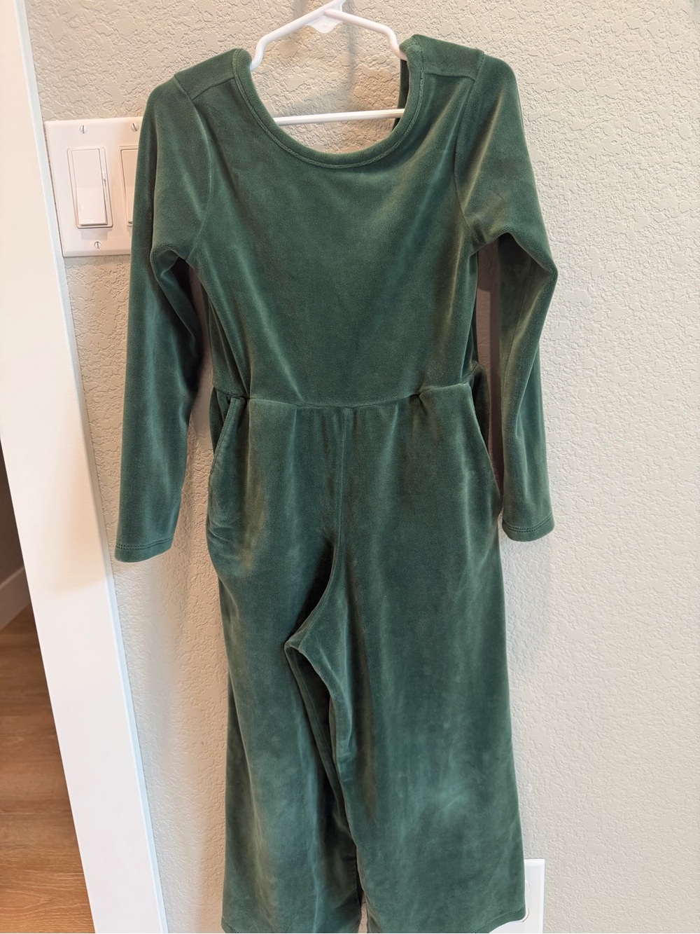 Tea Collection Olive Green Velvet Jumpsuit Romper